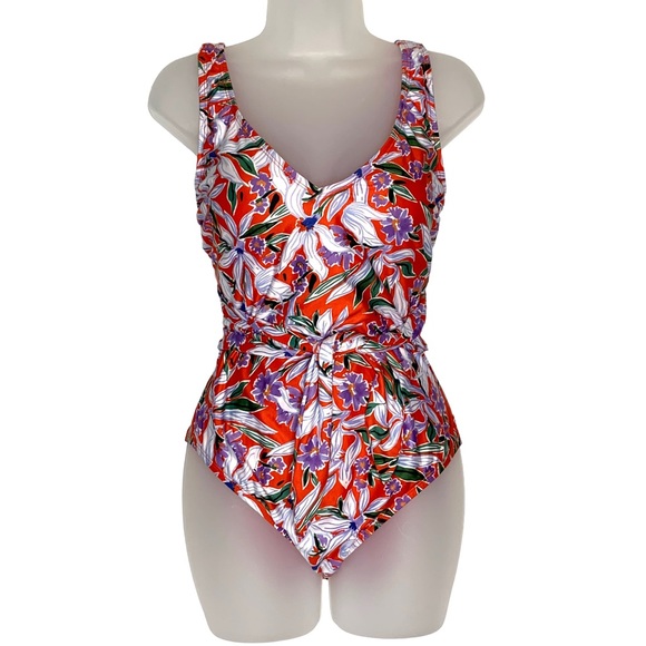 Modcloth Other - NWOT MODCLOTH Red Floral Tropical One-Piece Swimsuit sz XL